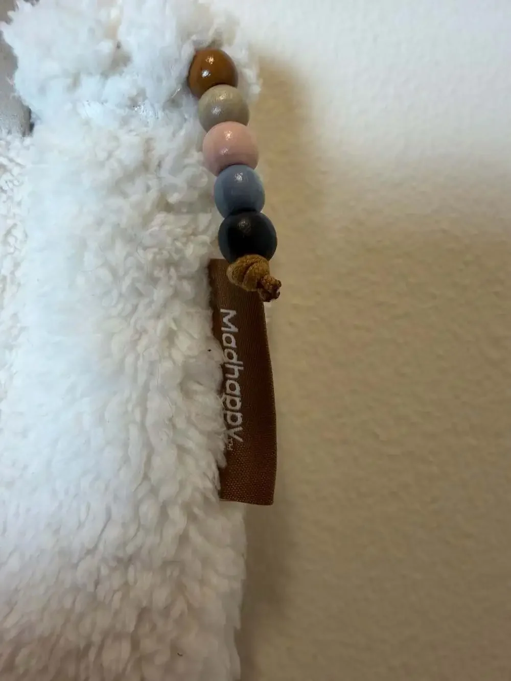 Madhappy x UGG White Sherpa Fleece Pillow Cover with Beaded Accent